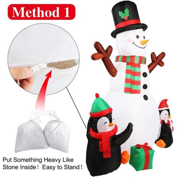 6FT Christmas Inflatables Outdoor, Lighted Inflatable Snowman Penguin w/ Lights - Picture 3 of 6